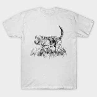 Bloodhound Ink Drawing T-Shirt